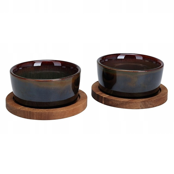 Juego de mini bowls con base de madera - 4 piezas