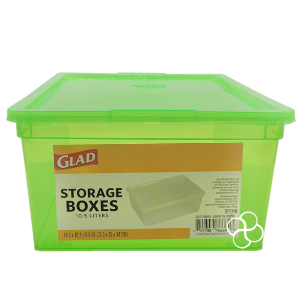 Caja plástica de 10.5L para almacenar color verde