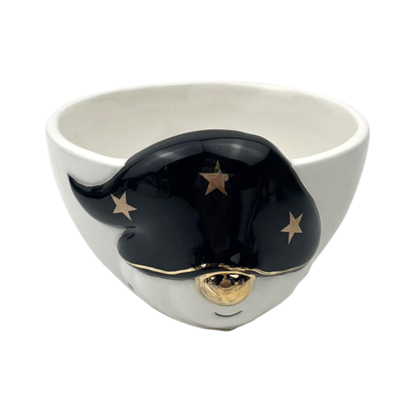 Bowl de cerámica con diseño Gnomo y estrellitas color negro