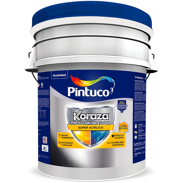 Pintura acrílica Koraza Sol y Lluvia Anti Hongos base intermedia 5gl