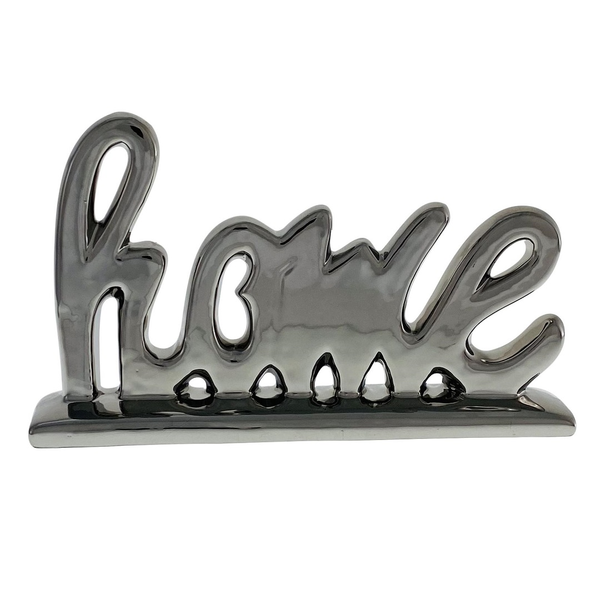 Adorno de letras Home color plateado