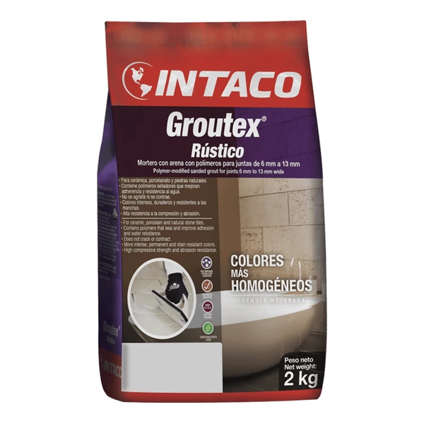 Lechada con arena Groutex Rústico de 2kg color gris claro
