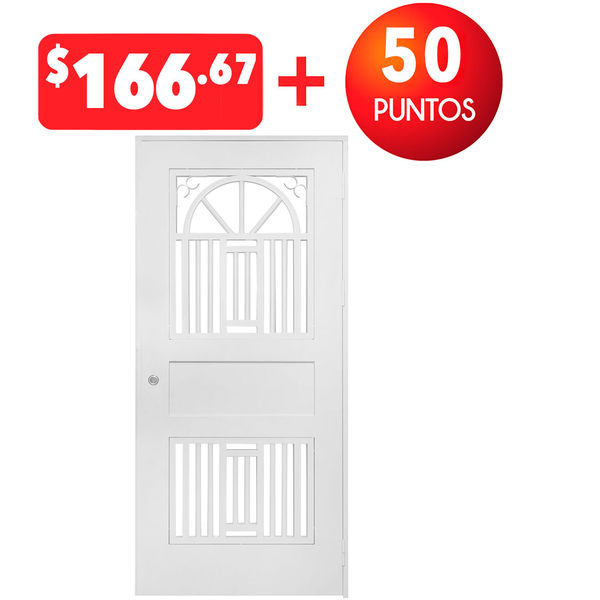 Puerta de metal de 3' x 7' con 3 paneles media luna