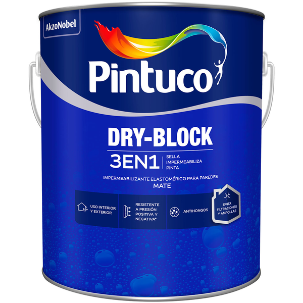 Pintura impermeabilizante Dry Block 3 en 1 base intermedia de 1gl