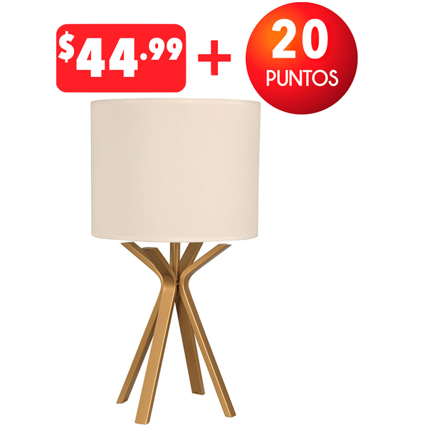 Lámpara de mesa dorada de 1 luz E27 60W