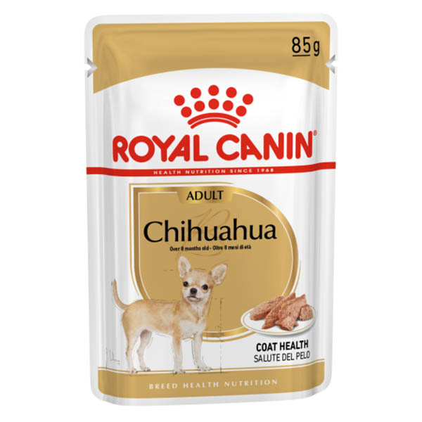 Alimento húmedo en sobre de 85g para perro adulto de raza Chihuahua