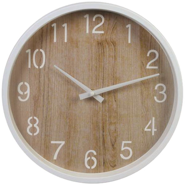 Reloj de pared con marco de metal color blanco/madera