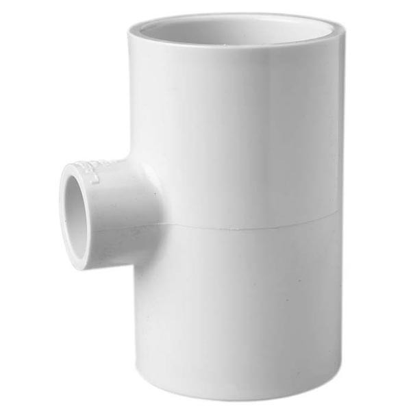 Tee PVC centro reducido de 2" x 1" para tuberías y conexiones