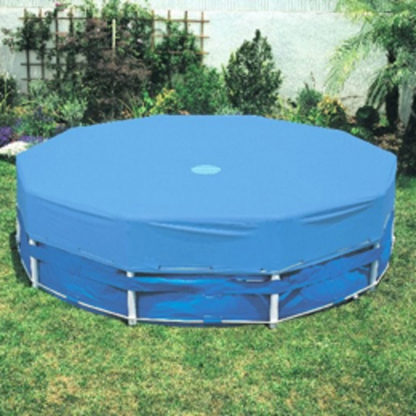 Tradineur - Lona cubre piscina redonda de polietileno, cobertor para piscina  desmontable, cubierta de protección, funda (Azul, Ø