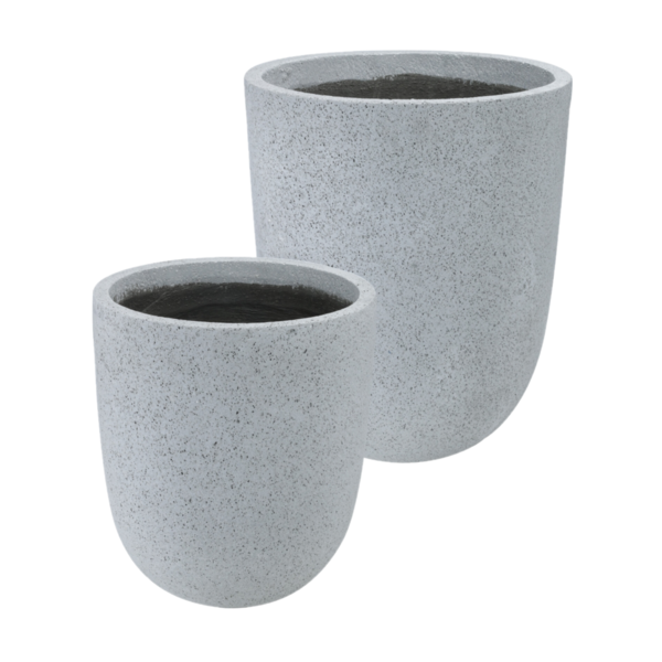 Juego de maceta de cemento con forma redonda color gris 2 piezas