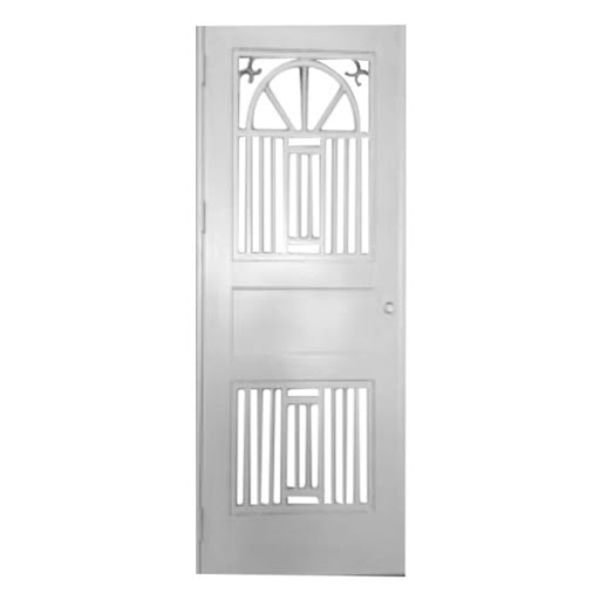 Puerta de metal de 3' x 7' de 3 paneles media luna de color blanco