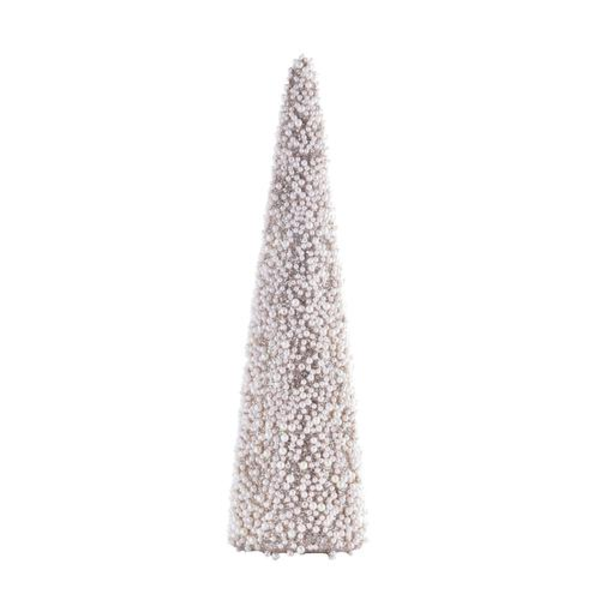 Adorno de árbol con forma de cono y perlas color champaña