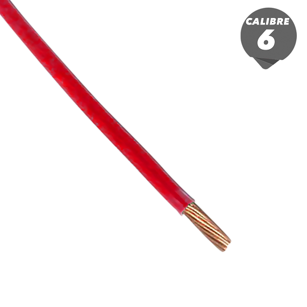 Cable THHN de 1m calibre 6AWG color rojo