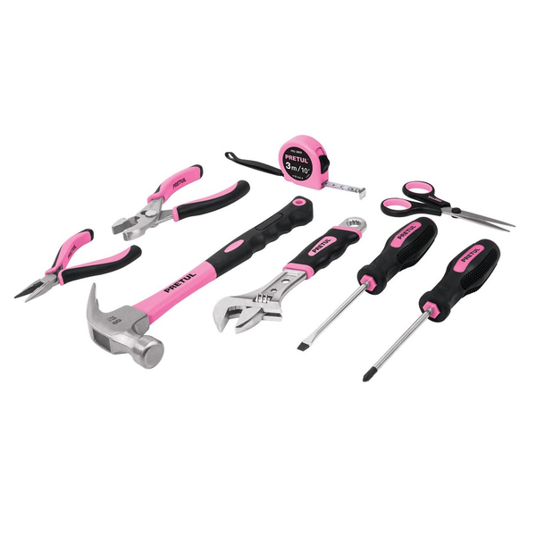 Juego de 8 herramientas variadas color rosado