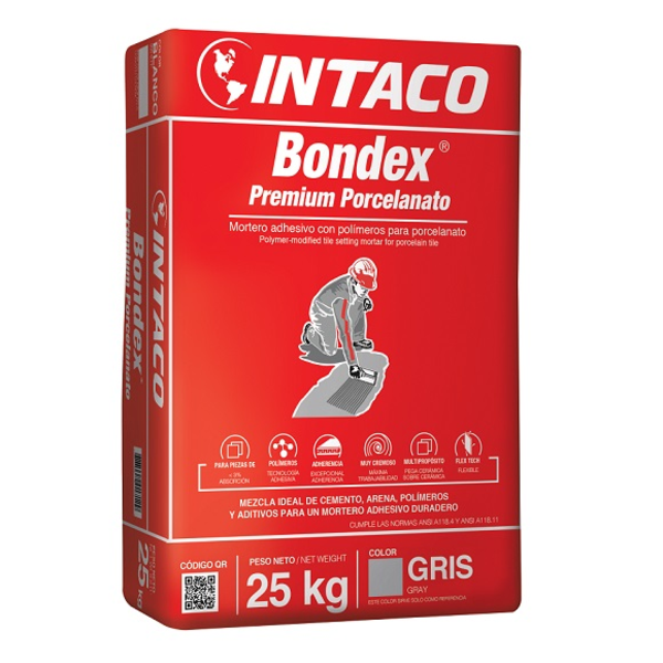 Pegamento Bondex Premium Porcelanato de 25kg color gris