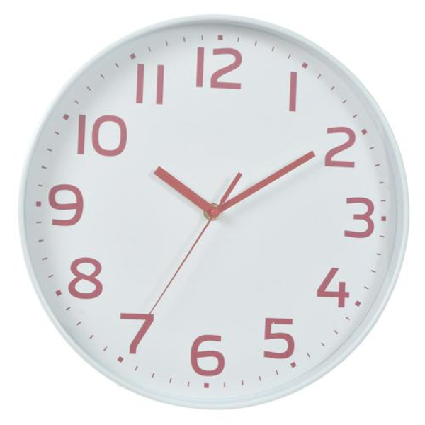 Reloj de pared de 30cm blanco/rosado