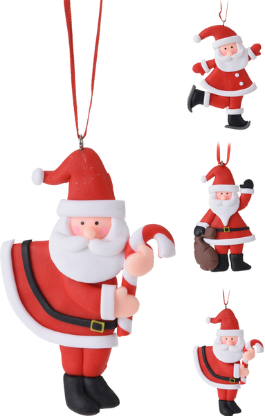Adorno navideño 9cm con diseño de Santa - surtidos
