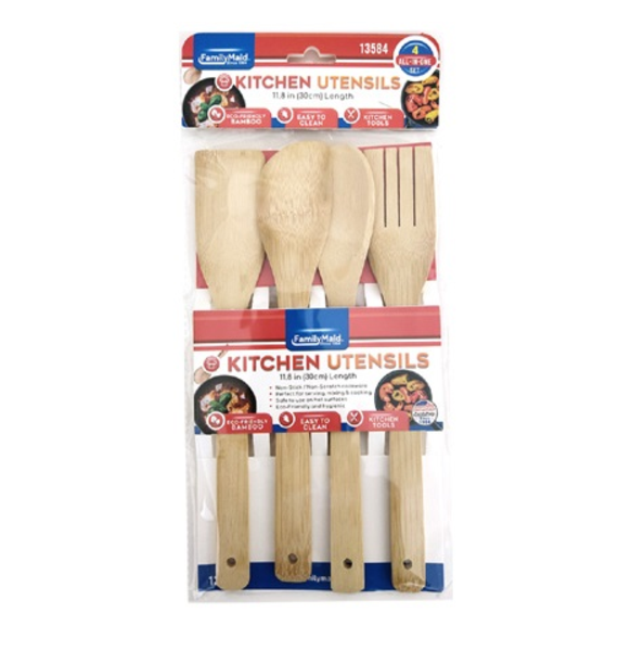 Juego de 4 utensilios de cocina de bambu