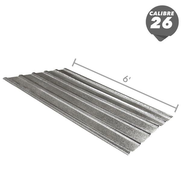 Zinc canal ancho de 42" x 6' color gris