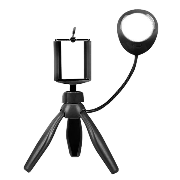 Trípode para smartphone con luz para selfies color negro