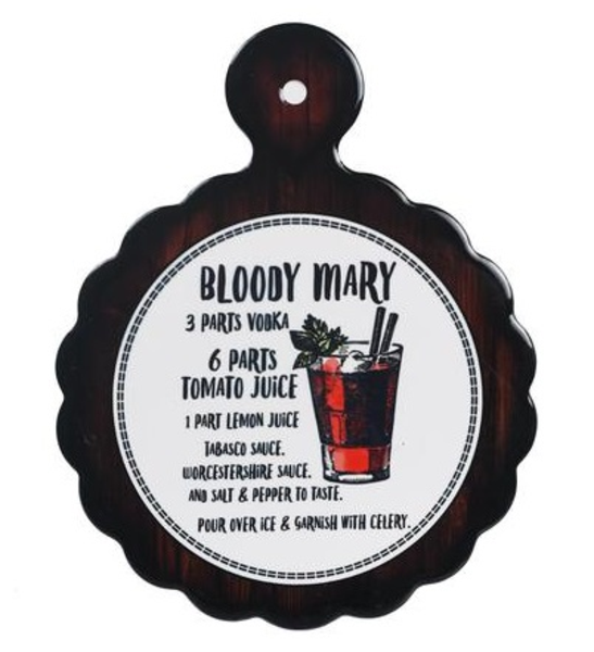 Placa decorativa plástica con frase Boody Mary de color negro CONCEPTS