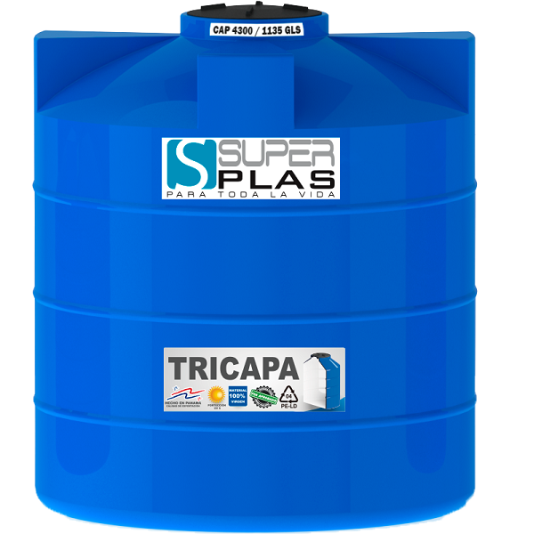 Tanque de reserva de agua de tricapa color azul 4200 litros