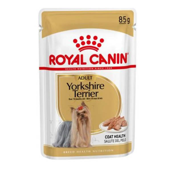 Alimento húmedo en sobre de 85g para perros de raza Yorkshire Terrier