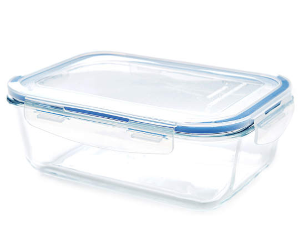 Envase de vidrio tapa clip azul Rectangular  11 onzas ( 300 ml)