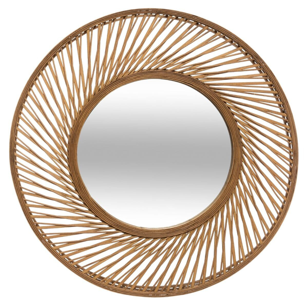 Espejo en espiral de bambú 72cm redondo color natural