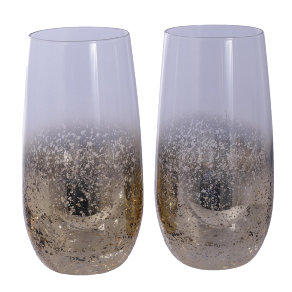 Juego de vasos de vidrio 320ml color champaña iridiscente - 2 unidades