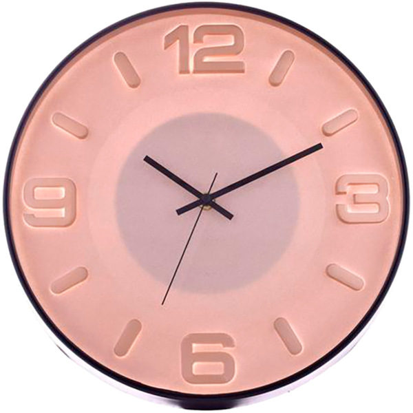 Reloj de pared con marco de metal color negro/rosa