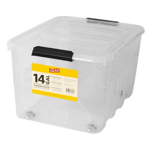 Caja plástica para almacenaje con tapa y capacidad de 14gl transparente GLAD