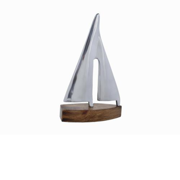 Figura decorativa Velero de metal y madera de 20cm x 7cm x 33cm