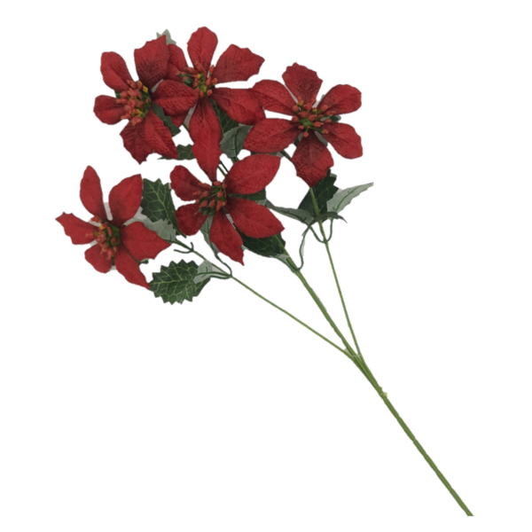 Rama de 4 flores 47cm decorativas color rojas