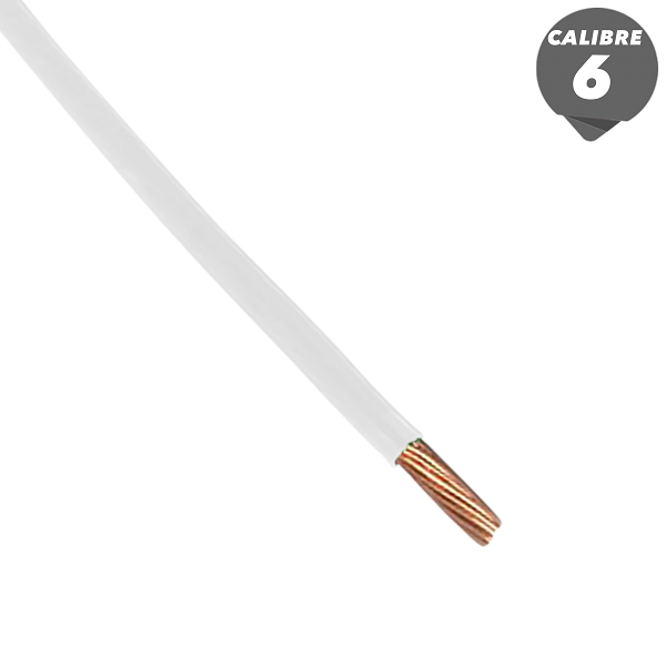 Cable THHN de 1m calibre 6AWG color blanco