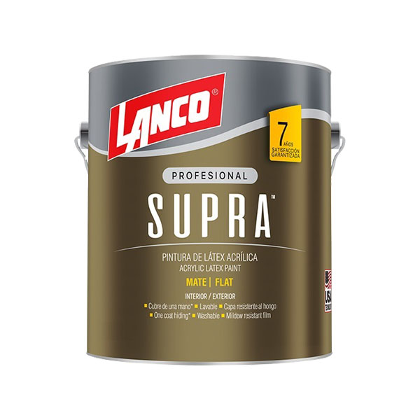 Pintura de látex acrílica Supra acabado mate base deep 1/4gl LANCO