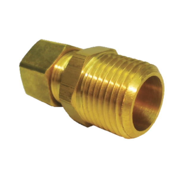 Conector de compresión macho de 3/8" x 3/8" de bronce - 2 unidades