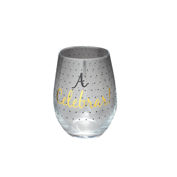 Vaso de vidrio 548ml con frase A celebrar para vino