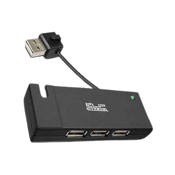 Hub USB 2.0 color negro de 4 puertos con diseño compacto