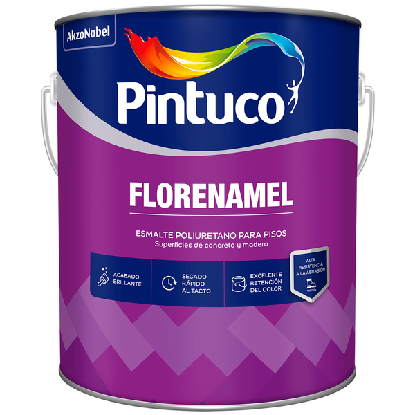 Pintura esmalte de poliuretano Florenamel para pisos color rojo 1gl