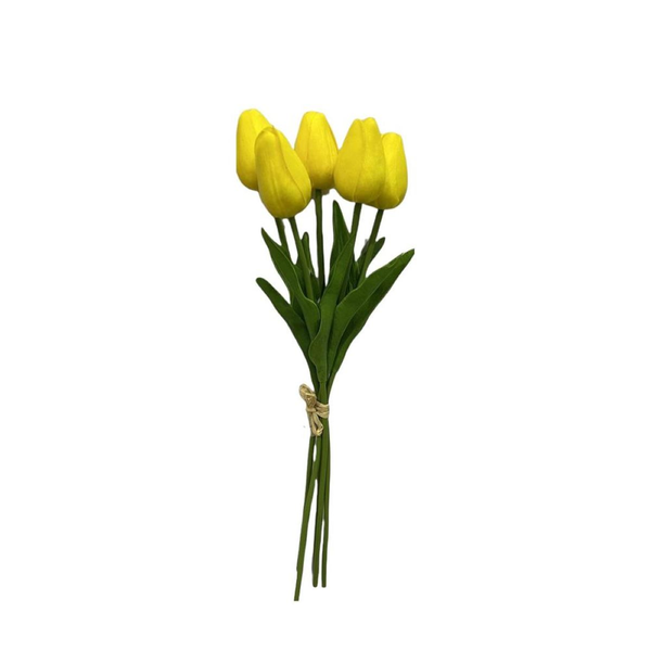 Ramo artificial 34cm de tulipanes color amarillo