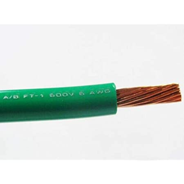 Cable eléctrico redondo de 1m calibre 6AWG color verde
