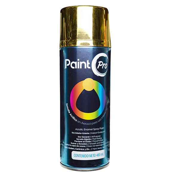 Pintura de esmalte acrílico en aerosol de 400ml dorado metálico