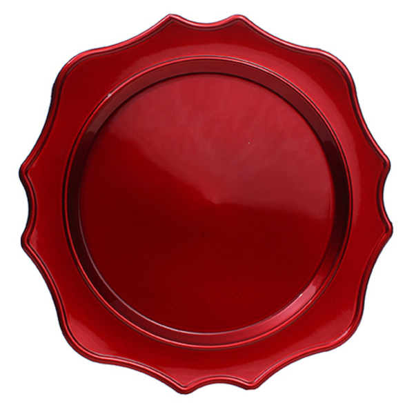 Porta plato con bordes ondulados color rojo