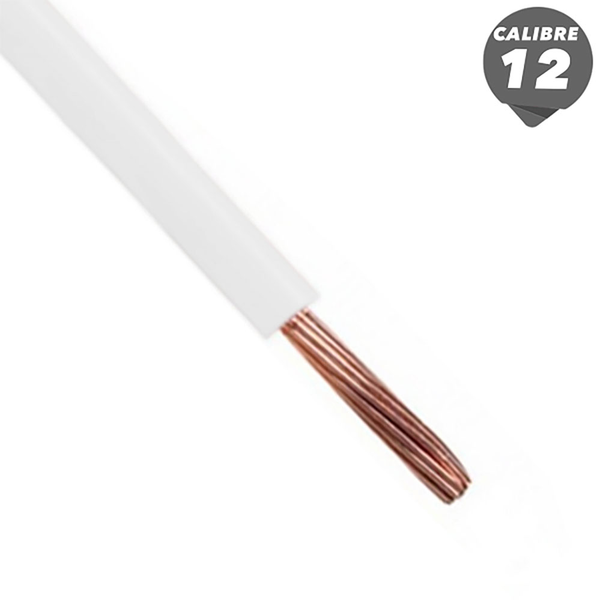 Cable THHN de 1m calibre 12AWG color blanco - Venta por metro