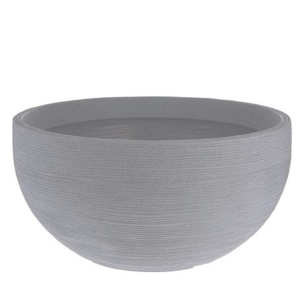 Pote plástico de 58cm con diseño acanalado color gris