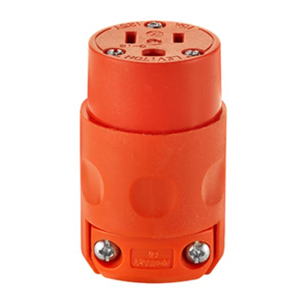 Conector hembra de PVC de 125V color naranja
