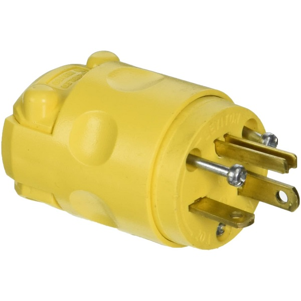 Conector eléctrico macho de PVC de 20A de color amarillo LEVITON