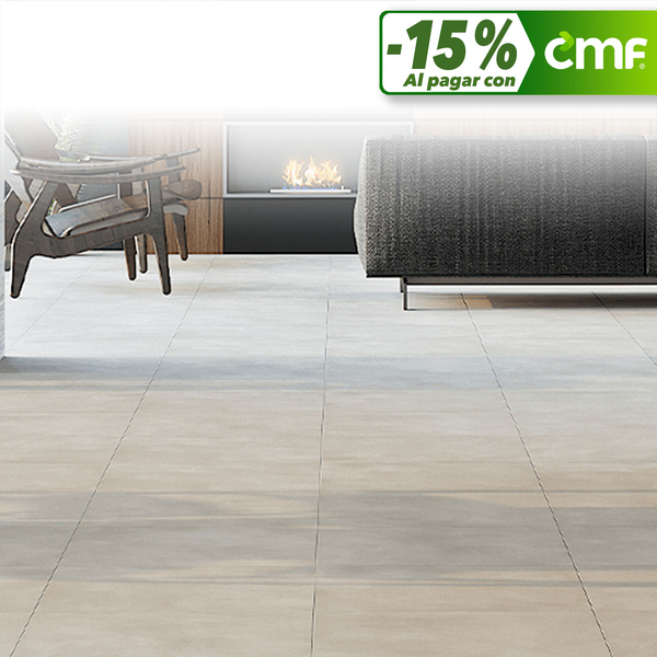 Piso de cerámica de 60x60 cm Cemento Beige - caja de 2.52m2