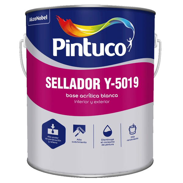 Sellador acrílico Y-5019 color blanco mate de 1gl